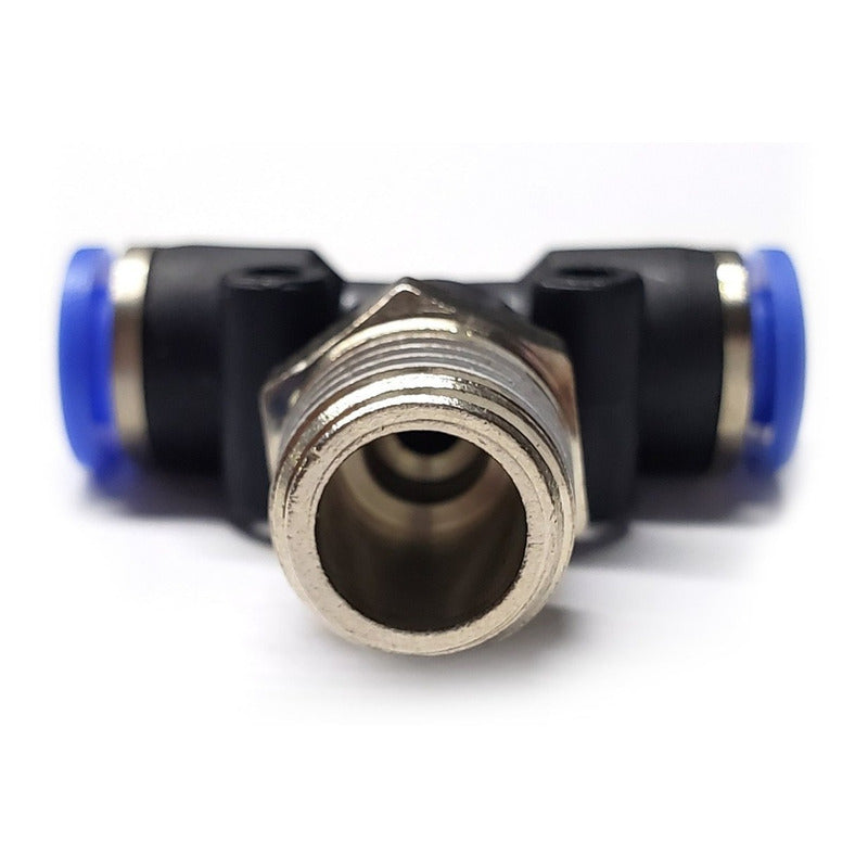 5pz Racor Rápido Neumático En Tee 1/4 Npt Macho X 1/4 Mang.