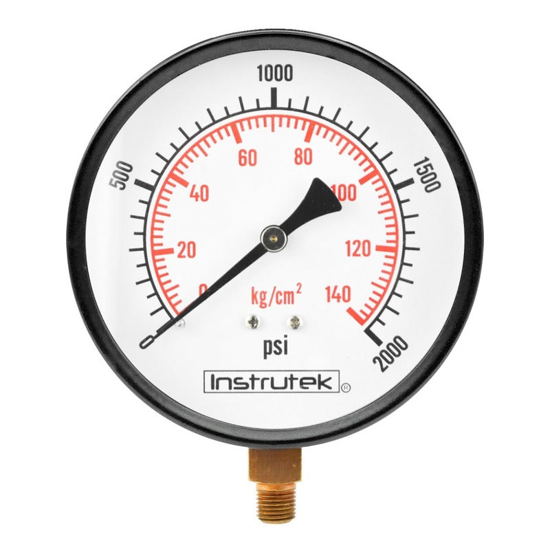 Manómetro 4", estándar, 1/4" NPT, inferior, 2000 psi-kg/cm2