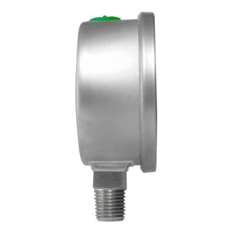 Manómetro 2.5", acero inoxidable, 1/4" NPT, inferior, 100 psi-kg/cm2