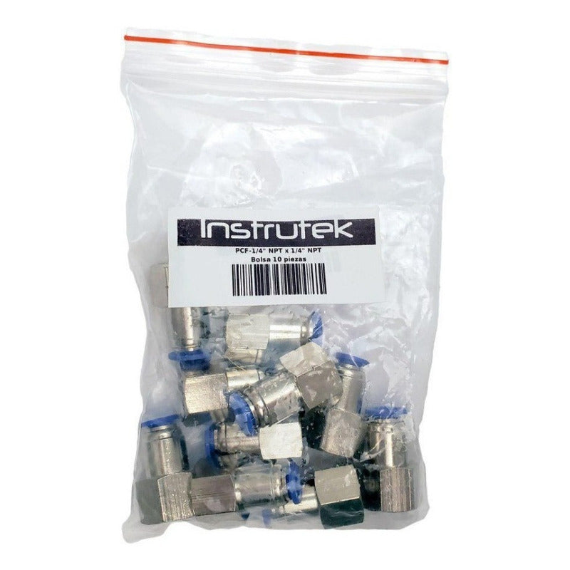 10 Pz De Conector/racor Neumático Recto Hembra 1/4 X 1/4