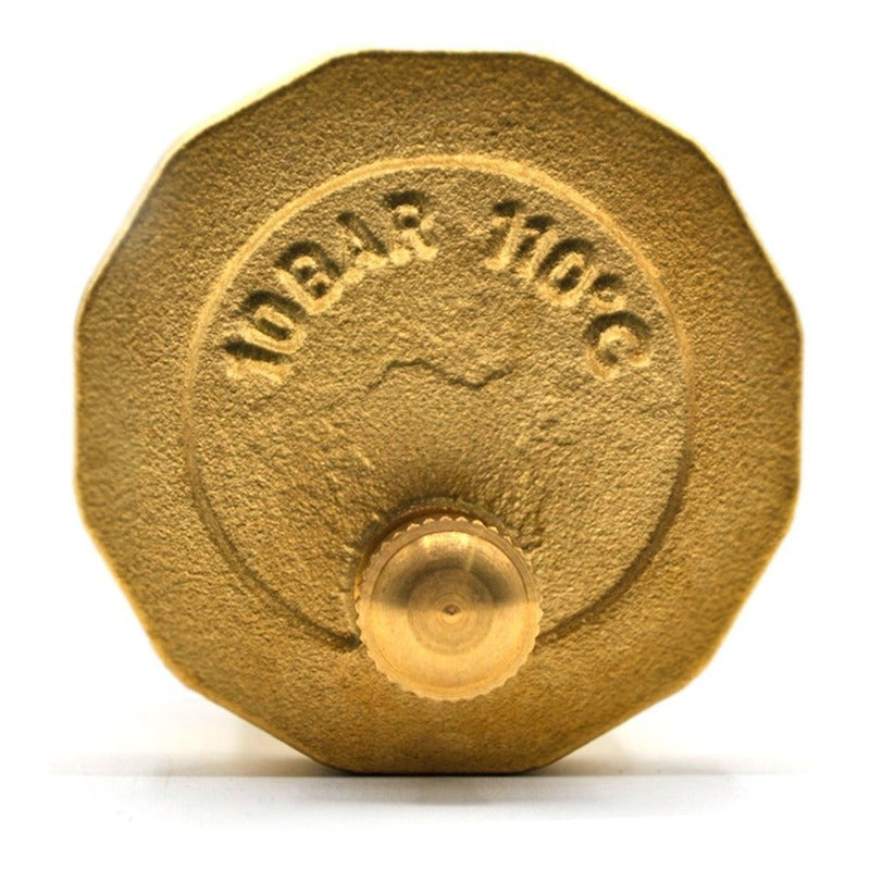 Válvula eliminadora de aire, gases y líquidos fabricada en latón, conexión 1/2" NPT, rango de presión 145 psi.