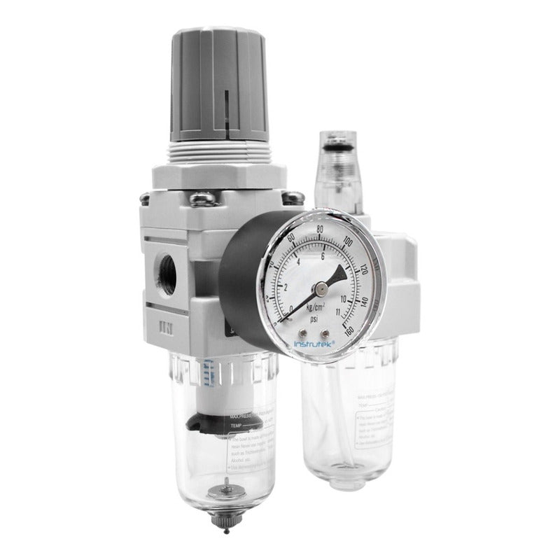 Regulator Filter + Lubricator ¼ Frl Compact With Pressure Gauge