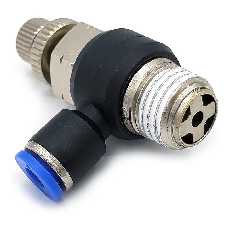 Pneumatic Flow Regulator / Connector Elbow 1/4 Npt X 4mm