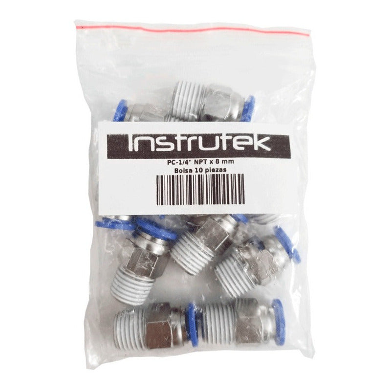 10 Pcs Straight Pneumatic Quick Connector/Fitting 1/4 Npt X 8mm