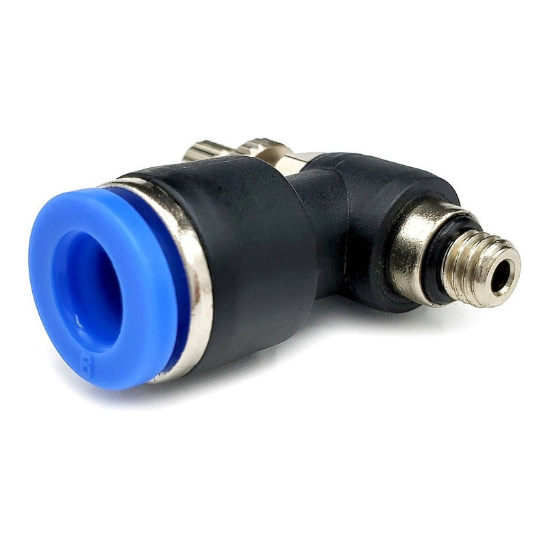 Conector / Regulador De Caudal Neumático Codo Rosca M5 X 6mm