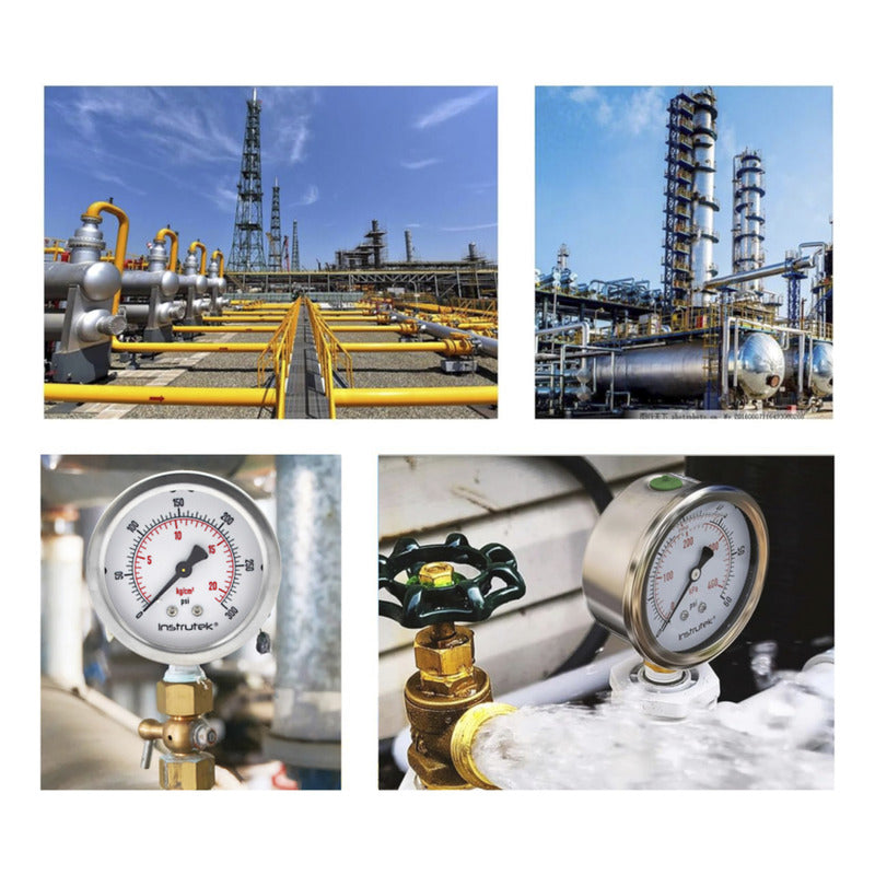 Premium Stainless Steel Glycerin Pressure Gauge, 2.5 Inch Dial, 60 Psi