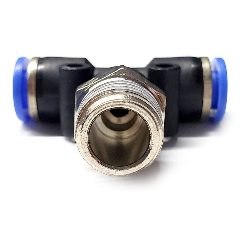 5pz Racor Rápido Neumático En Tee 1/4 Npt Macho X 6 Mm Mang.