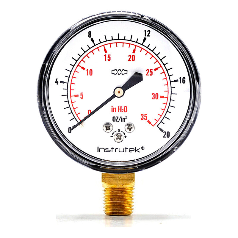 Manómetro 2.5", baja presión, 1/4" NPT, inferior, 20 oz/in2-35 in H2O