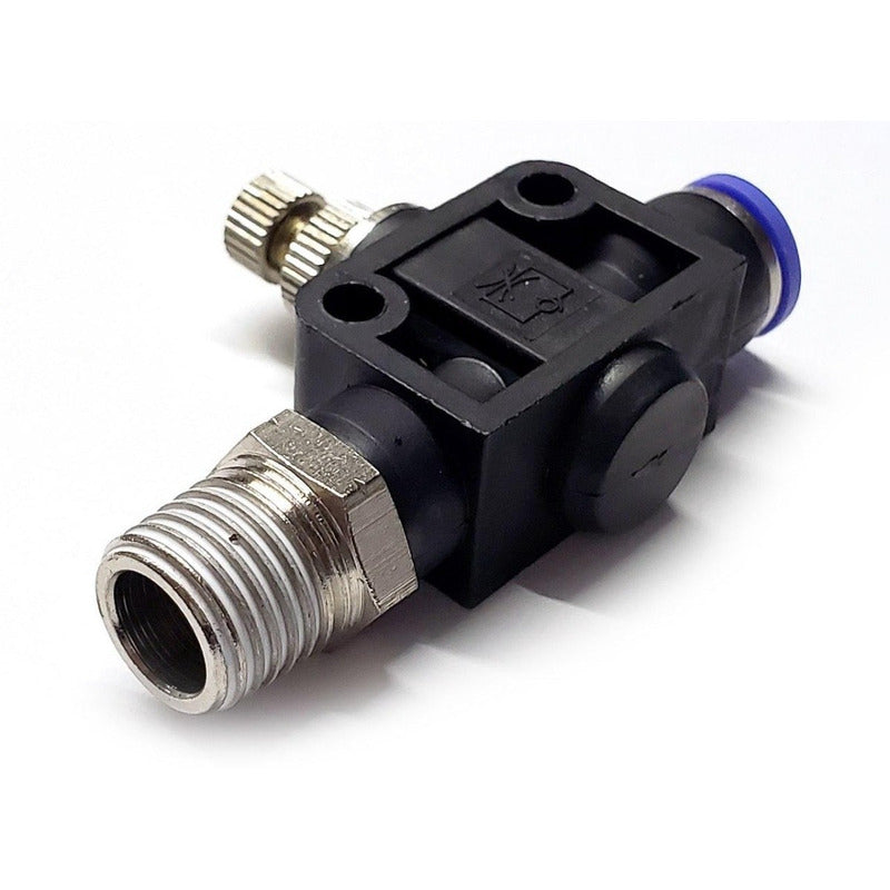 Straight Pneumatic Flow Regulator/Connector 1/4 Npt X 6mm