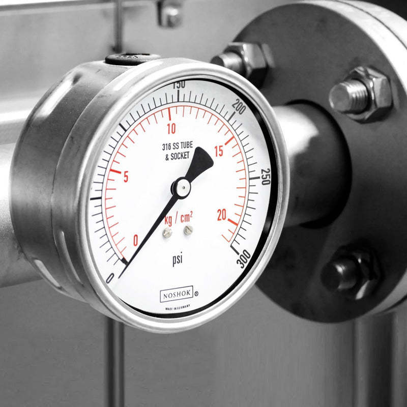 Noshok 4 PLG Stainless Steel Pressure Gauge, 300 Psi, Conx. Later