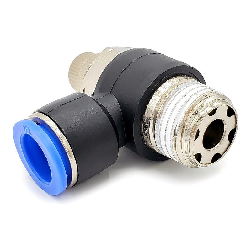 Conector /regulador De Caudal Neumático Codo 1/2 Npt X 1/2
