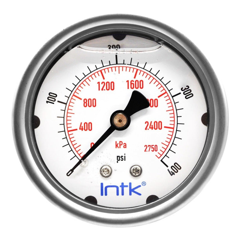 Stainless steel pressure gauge 2.5 PLG, 400 Psi 2750 Kpa Conx. Later