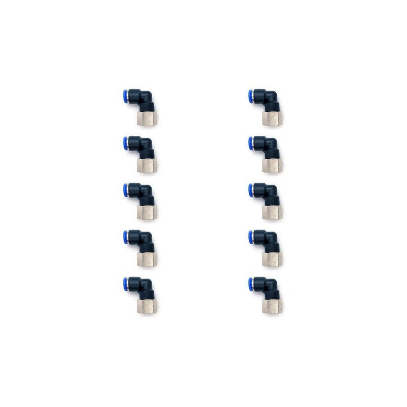 10 Pz De Conector/racor Neumático Codo Hembra 1/4 X 8 Mm