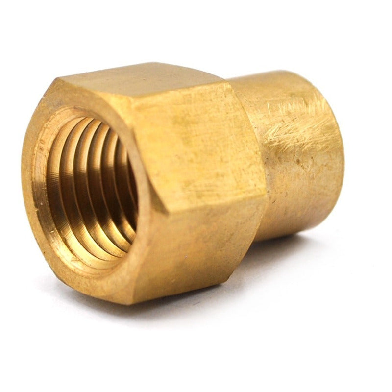 Cople reductor, fabricado en latón (dorado) de 1/4" NPT a 1/8" NPT
