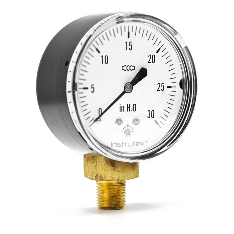 Manómetro 2.5", baja presión, 1/4" NPT, inferior, 30 in H2O