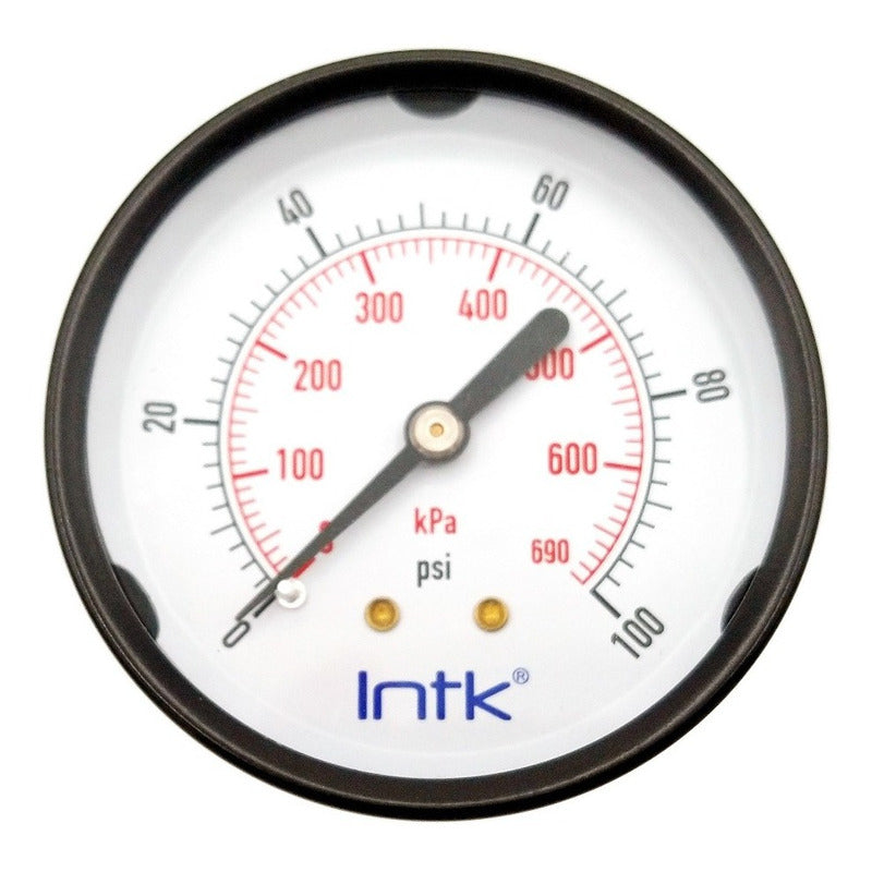 2.5" Standard, dry, pressure gauge, black steel case, 1/4" NPT, back connection, 0 to 100 psi-kPa