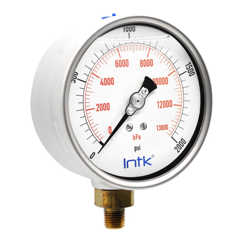 4” Liquid filled (O.E.M.), pressure gauge, 1/4” NPT, bottom connection, 0 to 2000 psi-kPa