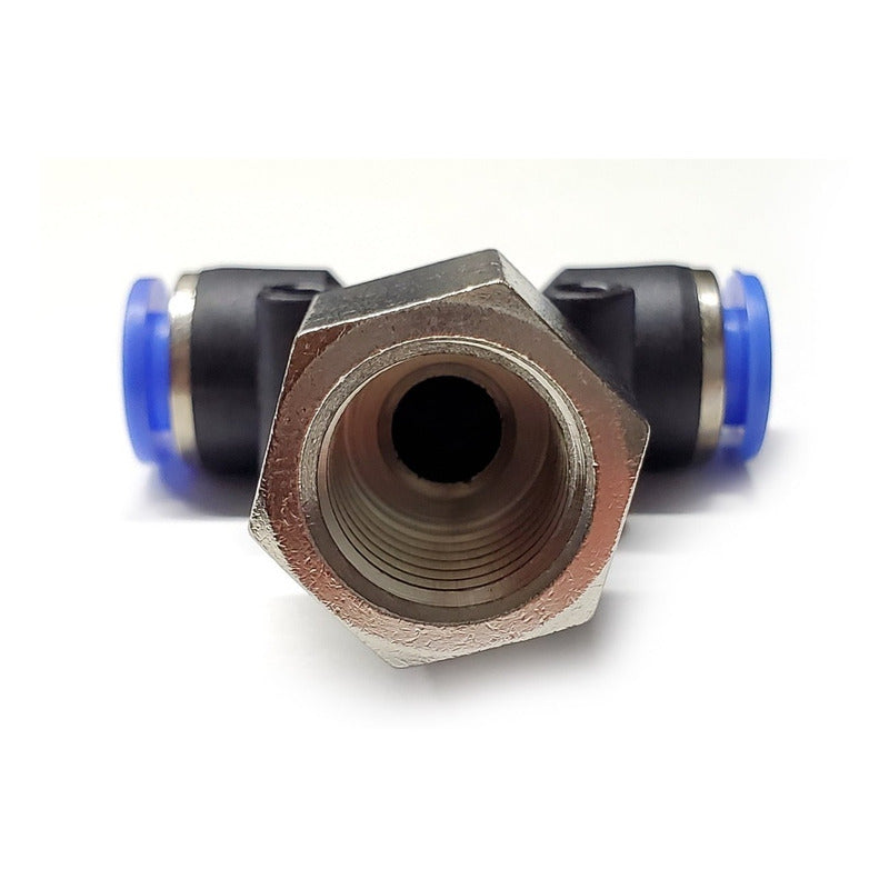 5pz Racor Rápido Neumático En Tee 1/4 Npt Hembra X 1/4 Mang.
