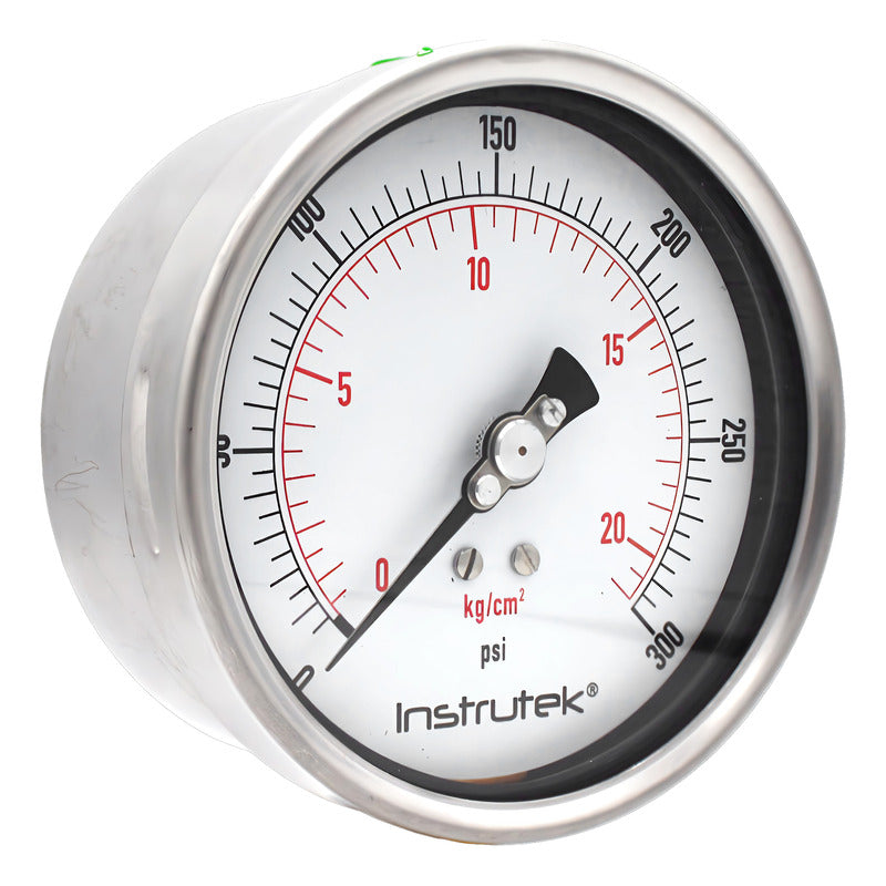 Manómetro 4", lleno de líquido premium, 1/4" NPT, posterior, 300 psi-kg/cm2