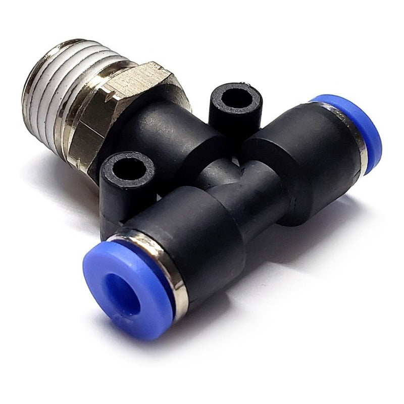 5pz Racor Rápido Neumático En Tee 1/4 Npt Macho X 4 Mm Mang.