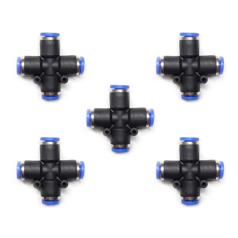 5 Pz Racor Unión Neumático En Cruz 4mm