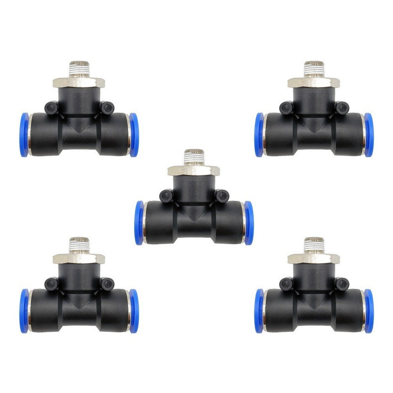 5pz Racor Rápido Neumático En Tee 1/8 Npt X 12mm