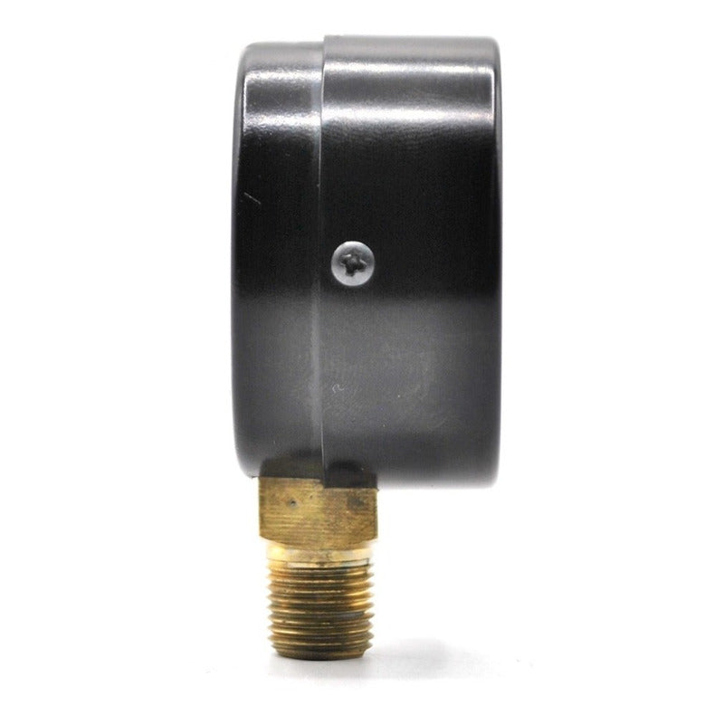 1.5" Standard, dry, pressure gauge, black steel case, 1/8" NPT, bottom connection, 0 to 100 psi-kPa