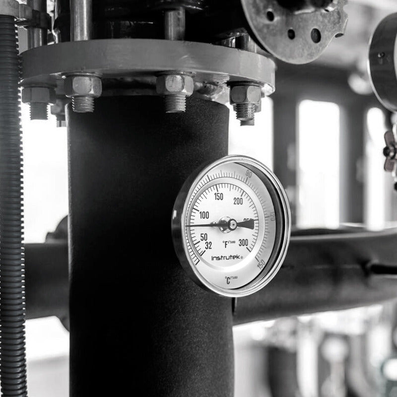 Termómetro 2 pulgadas, posterior, 1/4" NPT, vástago 6", rango 0 a 150 C-F