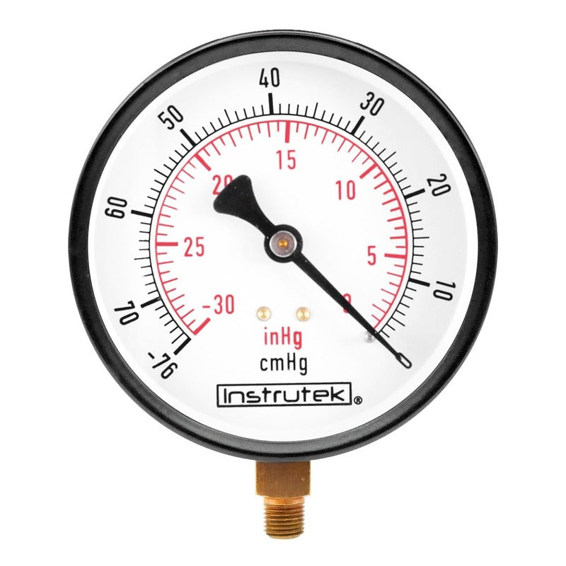 Vacuómetro 4", estándar, 1/4" NPT, inferior, 30 Vac inHg-cmHg