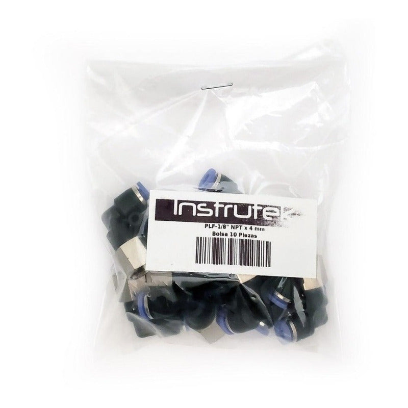 10 Pz De Conector/racor Neumático Codo Hembra 1/8 X 4 Mm