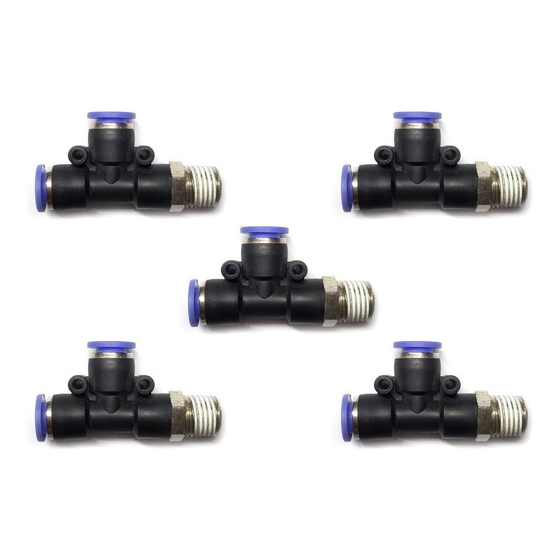 5 Pz Conector/racor Rápido Neumático Tee Lateral 1/4 X 8mm