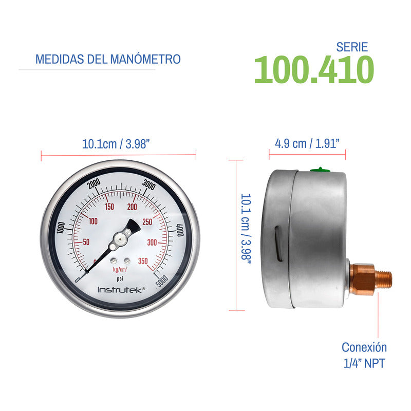 Premium High Pressure Glycerin Gauge 4 IN, 5000 Psi