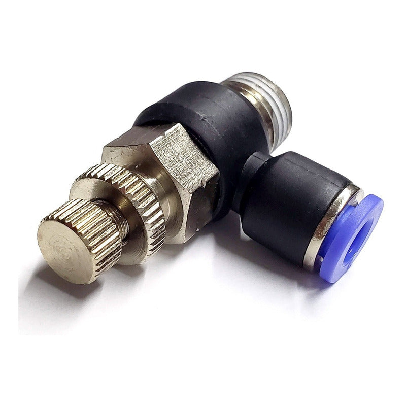 Pneumatic Flow Regulator / Connector Elbow 1/4 Npt X 6mm