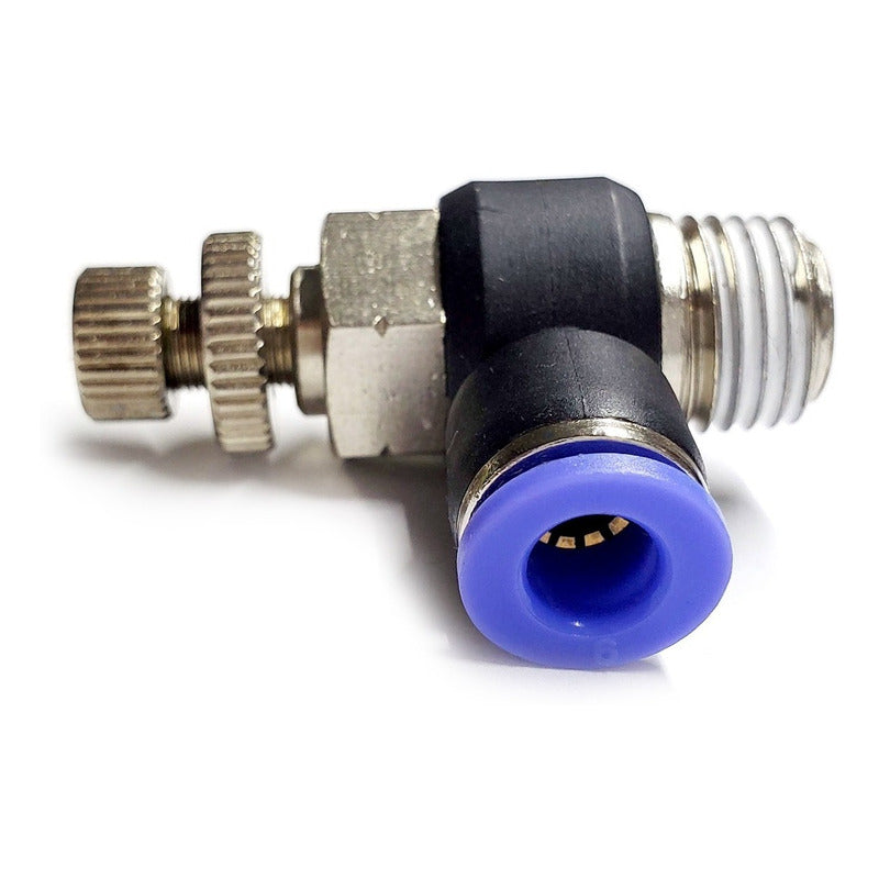 Pneumatic Flow Regulator / Connector Elbow 1/4 Npt X 6mm