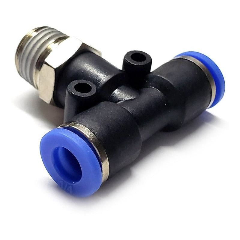 5pz Racor Rápido Neumático En Tee 1/4 Npt Macho X 1/4 Mang.