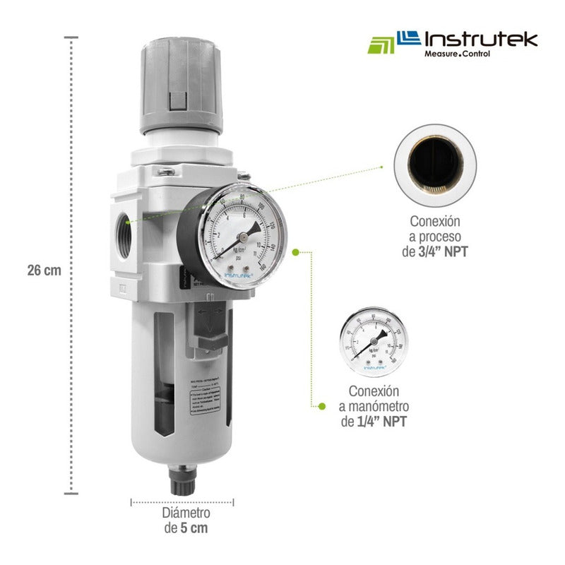 Water Separator Filter With Regulator And Pressure Gauge Conex 3/4