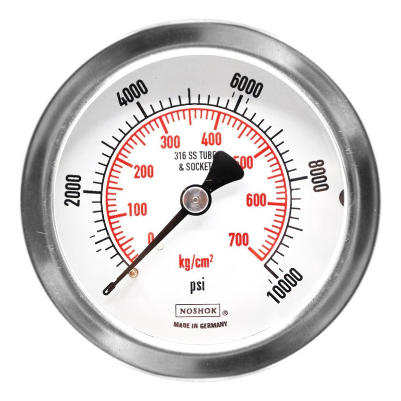 Manómetro 2.5", acero inoxidable, 1/4" NPT, posterior, 10000 psi-kg/cm2