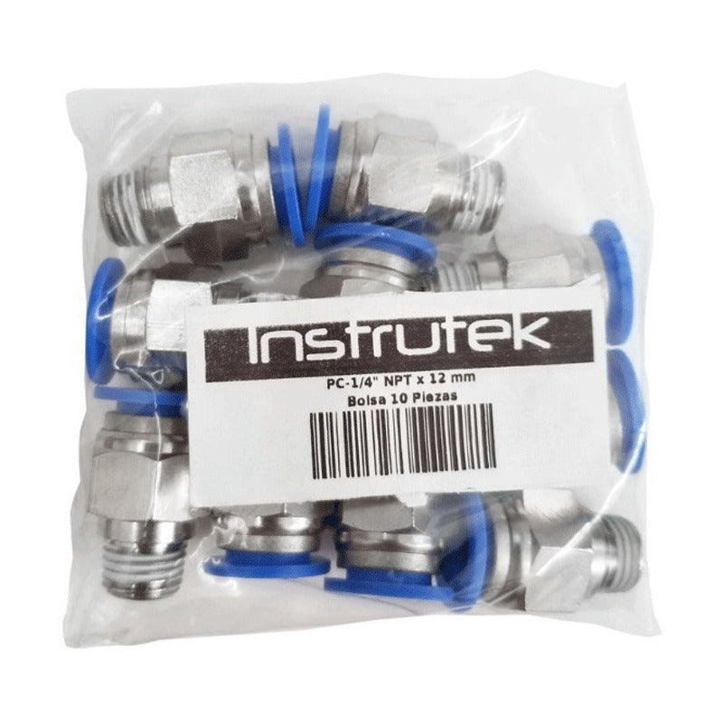 10 Pcs Straight Pneumatic Quick Connector/Fitting 1/4npt X 12mm