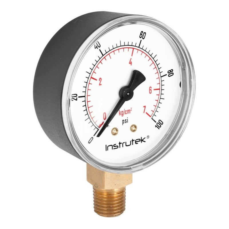Manómetro 2.5", estándar ABS, 1/4" NPT, inferior, 100 psi-kg/cm2