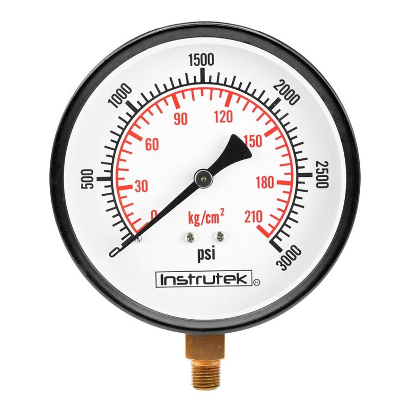 Manómetro 4", estándar, 1/4" NPT, inferior, 3000 psi-kg/cm2