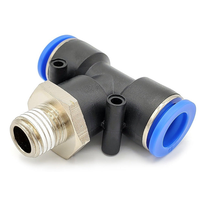 5pz Racor Rápido Neumático En Tee 1/4 Npt X 12mm