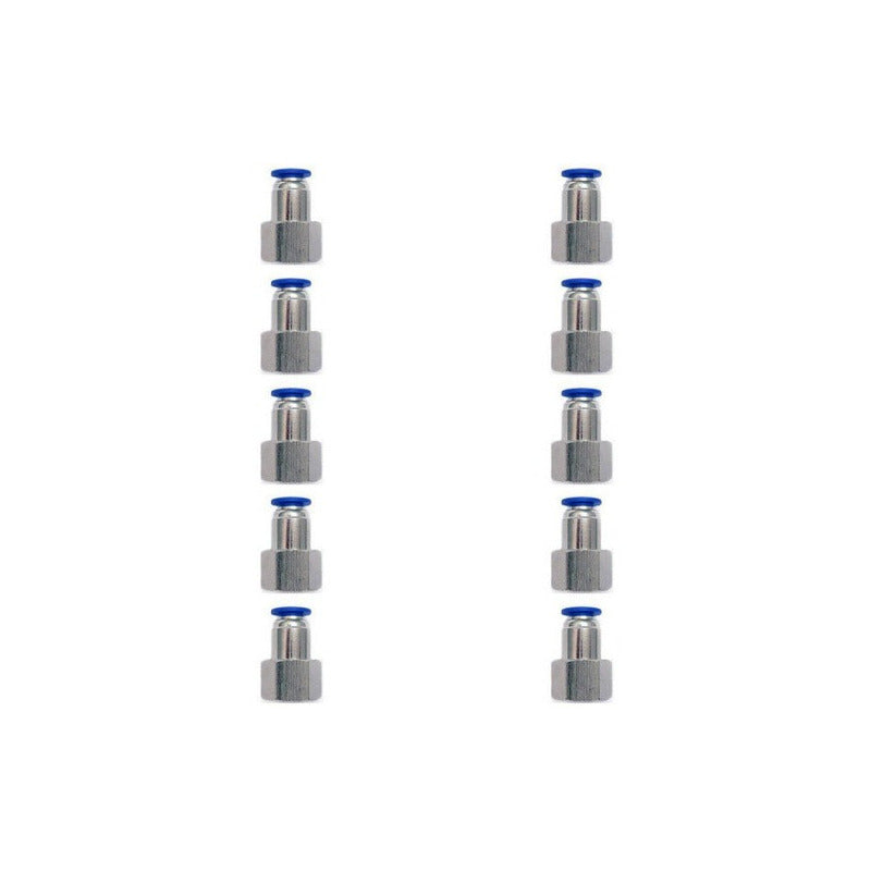10 Pz De Conector/racor Neumático Recto Hembra 1/4 X 1/4