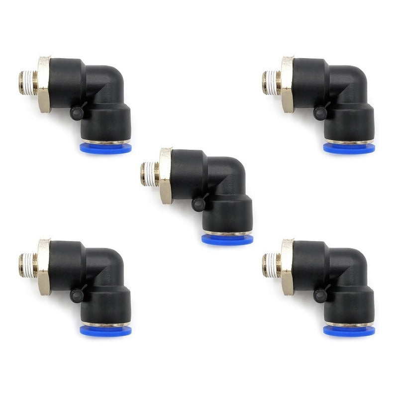 5 Pz De Conector/racor Rápido Neumático Codo 1/8 Npt X 12mm
