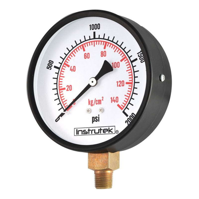 Manómetro 4", estándar, 1/4" NPT, inferior, 2000 psi-kg/cm2