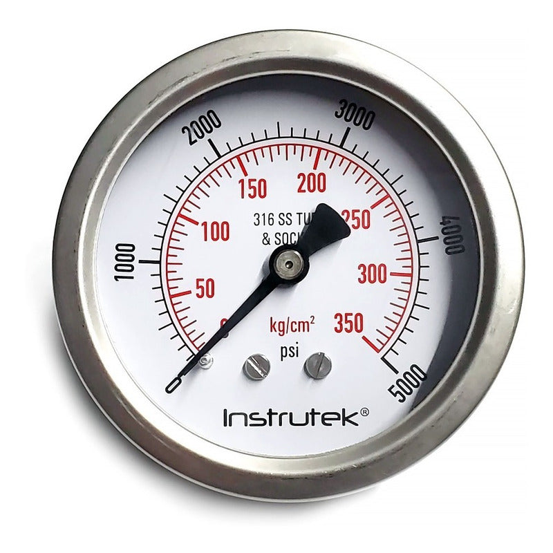 Manómetro 2.5", acero inoxidable, 1/4" NPT, posterior, 5000 psi-kg/cm2