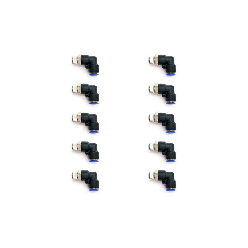10 Pz De Conector/racor Rápido Neumático Codo 1/4 Npt X 10mm