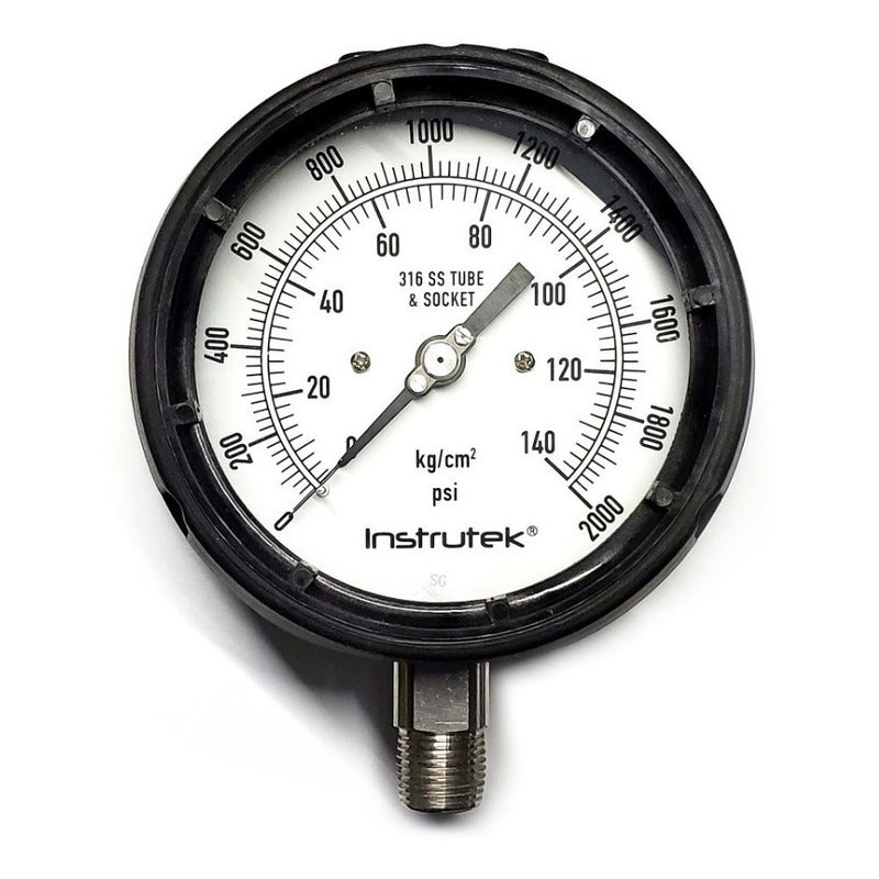 Manómetro 4.5", fenólico, 1/2" NPT, inferior, 2000 psi-kg/cm2