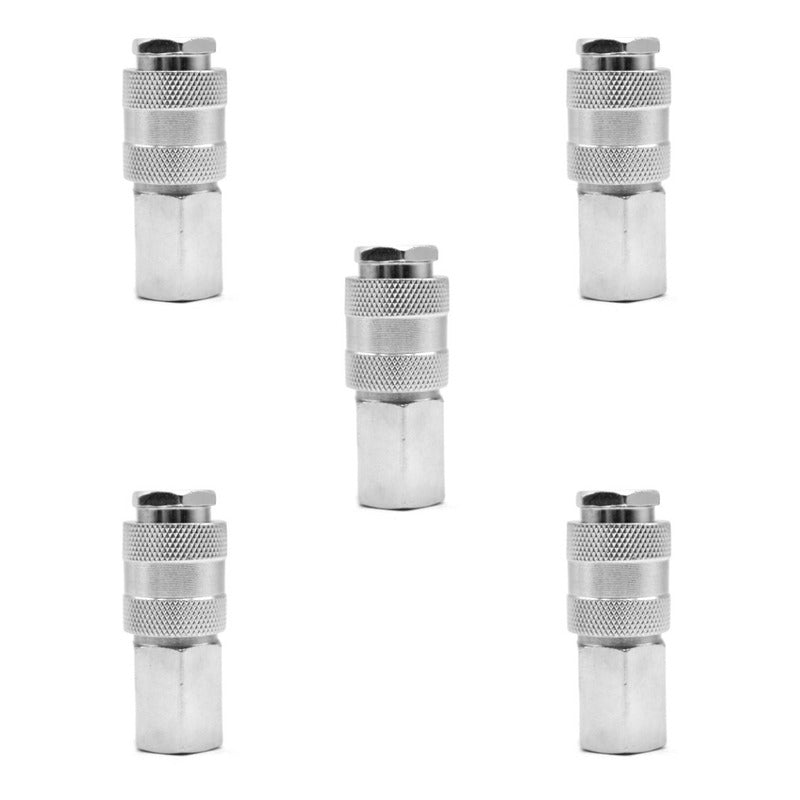 Cople rápido hembra de 1/4" NPT, fabricado en latón y un recubrimiento en niquel.