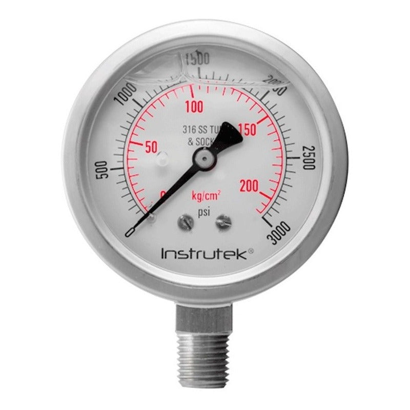 High Pressure All Stainless Steel Pressure Gauge 2.5 IN, 3000 Psi