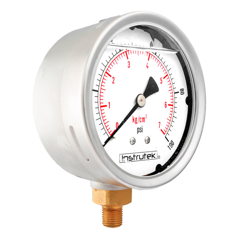 Manómetro 4", lleno de líquido (O.E.M.), 1/4" NPT, inferior, 100 psi-kg/cm2